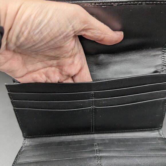 Coach Wallet Womens Black Slim Signature Patent Leather Envelope Clutch F42818 - Picture 4 of 10